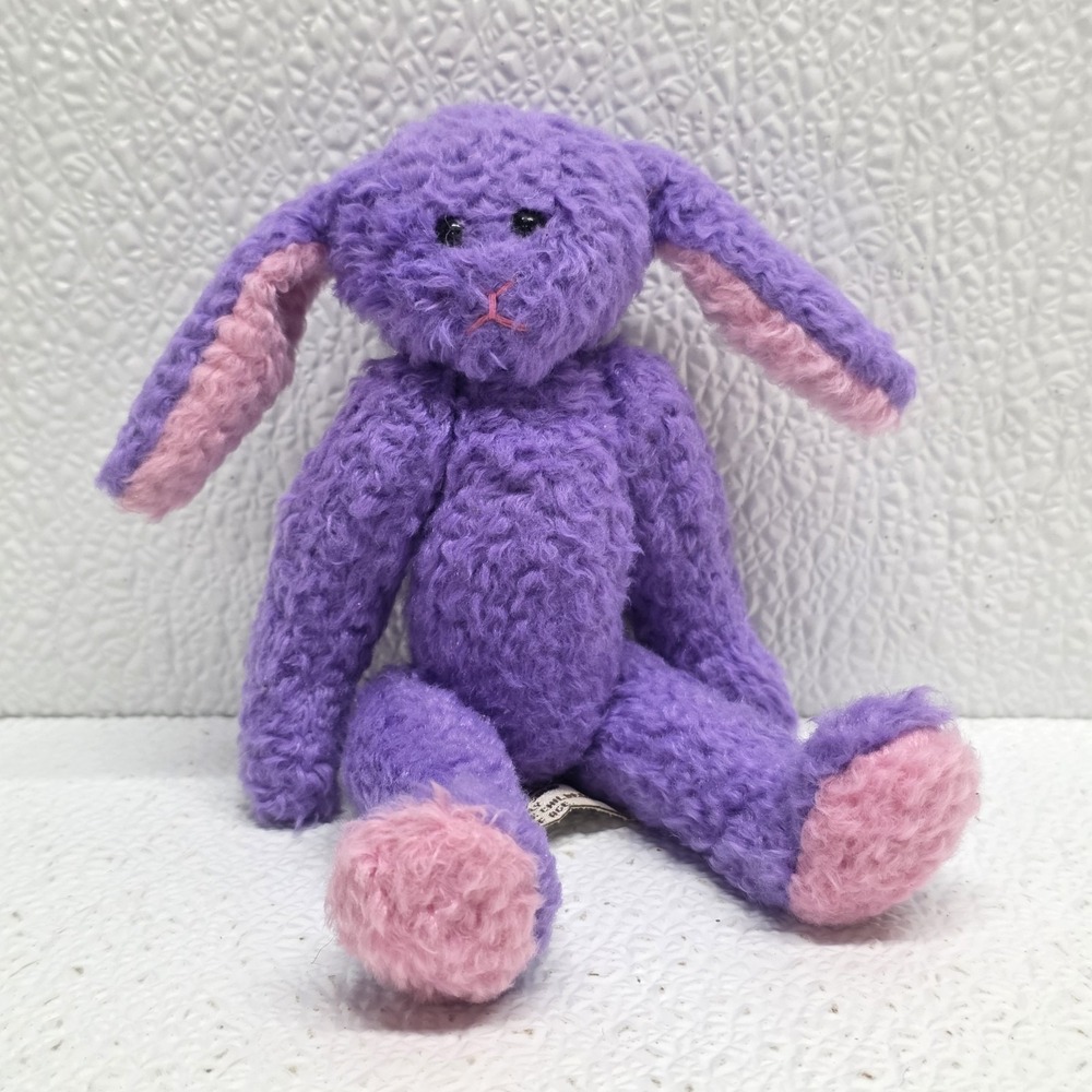 Bestever 7" Purple Pink Jointed Bunny Beanbag Plush Vintage